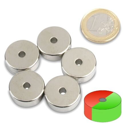 Μαγνήτης Ροδέλα Φ20x7x4mm Οπή Διαμετρική Νεοδυμίου Δύναμη Έλξης 3,9kg