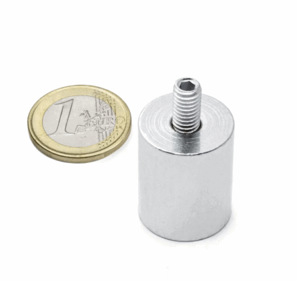 Μαγνήτης Πέλμα Κύλινδρος Φ20x25mm x M6 Ντίζα Νεοδυμίου Δύναμη Έλξης 13κ