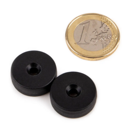 Μαγνήτης Δίσκος Φ19x6.4x3.4mm Με Μάυρο Πλαστικό Περίβλημα & Φρεζάτη Οπή Δύναμη Έλξης 5κ Νεοδυμίου
